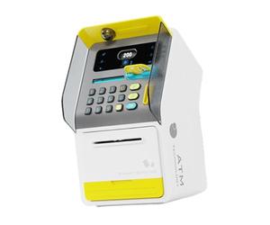 LIXSAZSE Magical Electronic Piggy Bank with Voice and Light Features Making Saving Experience Enjoyable for Kids Auto Scroll Electronic ATM Savings Machine Gifts, Yellow, 15.5x17.5x27cm