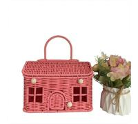 LIXSAZSE Maileg Mouse Chic Wicker Basket Beautiful Storage,pink