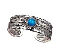 LIXSAZSE Mens Open Bangle With Turquoise Retro Durable Copper And Open Is Suitable For Many People. Is First