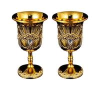 LIXSAZSE Mini Goblet Metal Shot Wine Cup Embossed Striking Small Vintage Style Liqueur Unforgettable Drinkware Gifts Charming Tiny Ornament Drinkware Gifts, Gold
