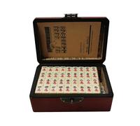 LIXSAZSE Mini Mahjong Wooden Box Chinese Mah Jong Set Portable Traditional Chinese Version Game Easy To Carry Travel Family Fun Traditional Version Game Tiles Mah Jong, Single Color