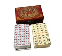 LIXSAZSE Mini Mahjong Wooden Box Chinese Mah Jong Set Portable Traditional Chinese Version Game Easy To Carry Travel Family Fun Traditional Version Game Tiles Mah Jong, Double Color
