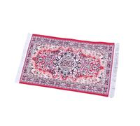 LIXSAZSE Miniature Floor Mats Dollhouse Miniature Floor Mat Model Accessory 1/12 Dollhouse Pretend Party Area Rug Simulation Living Room Bedroom Life Scene Supply, Red, 17x10cm