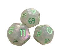 LIXSAZSE Multi Sides Dices Polyhedral Dice Set Astrology Dice Versatile Game Play Options For Everyone Addition Polyhedral Set Astrology Role Play Game, Clear and green, 1.4cm