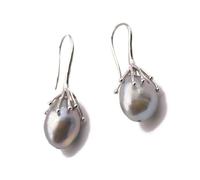 LIXSAZSE Natural Fresh Water Gray Pearl Earrings Baroque Ear Hook Luxury Silver Simple Dangle Jewelry for Engagement Party
