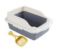 LIXSAZSE Open Air Kitty Litter Tray For Rabbits And Hamsters High Sides Preventing Mess While Offering Ample Space To Move Open Air Cats Litter Pan Kitten Indoor Cats Potty, Gray, S