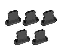 LIXSAZSE Pack of 5 Mobile Phone Stopper Dust Proof for Micro USB Cap Portable Smartphone Anti-dust Mini Small Replacement for 12ProMax, Black