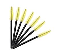 LIXSAZSE Pack of 50 Eyelash Brush Disposable Nylon Mascara Wands Makeup Portable Mini Comb Cosmetic Tool Eyebrow Brushes Styling, black yellow