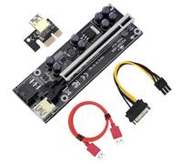 LIXSAZSE PCI-E 1x to 6x USB3.0 Extender Card Home Desktop PC Mining Component Adapter Electric Equipment Supplies Miner, Black Slot and Red Cable, 130x45x15mm