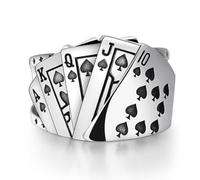 LIXSAZSE Playing Card Rings Exquisite Hand Ornament Unisex Alloy Adjustable Open Fingers Ring Fashion Decor Festival Gift, Type 2