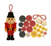 LIXSAZSE Portable and Creative Handmade Wooden Clown Button Ornament Kits Christmas Day Joy DIY Buttons Nutcracker Hanging Beginner Friendly Reusable
