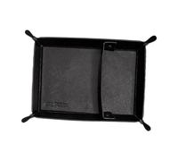 LIXSAZSE Portable Jewelry Tray Catchall Tray Entryway Small PU Leather Storage Solution Convenient Easily Cleaned Desktop Storage Organizer Bedside Vanity, Black