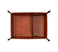 LIXSAZSE Portable Jewelry Tray Catchall Tray Entryway Small PU Leather Storage Solution Convenient Easily Cleaned Desktop Storage Organizer Bedside Vanity, Dark Brown