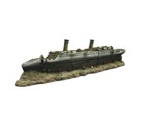 LIXSAZSE Realistic Titanic Shipwreck Ornament History To Fish Tank Resin Decorations Titanic Wreckage Ship Easy To Clean