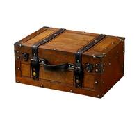LIXSAZSE Retro Wooden Suitcase With Handle Decorative Luggage Trunk Old Fashioned Wood Storage For Jewelry Photos And Business Jewelry Chest For Business Cards Receipts Photos