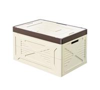 LIXSAZSE Robust Outdoor Folding Storage Box With Enhanced Capacity Efficient Storage Of Essentials For Camping And Outdoor Events Etc. Is Durable And Sturdy, Beige, Regular size medium