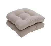 LIXSAZSE Set of 2 Solid Color Tufted Pad Wicker Seat Cushions Round Back 48cm Soft and Comfortable, Grey, 48x48cm