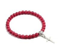 LIXSAZSE Stay Fashionable And Comfortable With Lightweight Bracelet Blended Cross Pendant Bracelets Beaded Bracelets Gift Unisex, red