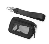 LIXSAZSE Storage Bag with Wrist Handles Card Window for Lipstick and Headphones Polyester Gift Card Minimalist Zero Wallet Wallet, Black