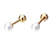 LIXSAZSE Stylish Double Round Pearl Detachable Shirt Men s Suit Cufflinks, Gold, 10x36mm