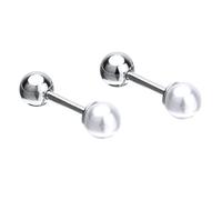 LIXSAZSE Stylish Double Round Pearl Detachable Shirt Men s Suit Cufflinks, Silver, 10x36mm