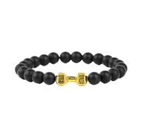 LIXSAZSE Stylish Jewelry Beads Bracelet Compact And Lightweight Natural Stone Adjustable Black Matt Stone Dumbbell Bracelet, Gold