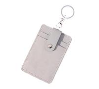 LIXSAZSE Tool for Work and Play PU Unisex Colors Portable ID Card Holder Bus Card Cover Case Office Work Keychain Keyring Tool, Grey