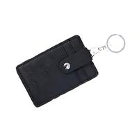 LIXSAZSE Tool for Work and Play PU Unisex Colors Portable ID Card Holder Bus Card Cover Case Office Work Keychain Keyring Tool, Black