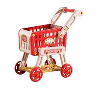LIXSAZSE Toy Shopping Cart Pretend Grocery Cart With Wheel Innovative Way To Foster Creativity While Helping Kids Organize Important Play Items Supermarket , red , 46.5x26x51cm