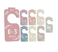 LIXSAZSE Unique Wooden Closet Divider Set for Baby Clothes Features Beautifully Printed Month Labels in 8 Different Colors Wood Clothing Rack Divider Double Sided Printing