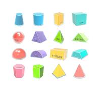 LIXSAZSE Visible Geometric Model Math Learning Transparent Geometric Solid Blocks Set 3D Shapes Geometry Manipulative For Kids Educational 3D Shapes Solids Pattern Blocks Solid