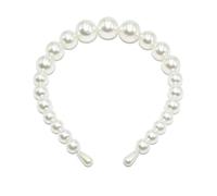 LIXSAZSE White Headband Universal Head Bands Chic Scrunchie Holder Wedding Decor Valentines Day Gifts Headbands for Women, 22mm,3 big pearls