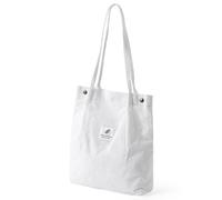 LIXSAZSE Women Corduroy for Totes Lightweight Shoulder Bag Large Capacity Shopping Bags Storage Retro Casual Handbags Travel Pouch, White