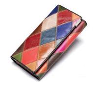 LIXSAZSE Women Wallet Luxury PU Leather Spliced Purse Long Cell Phone Holder Japanese Style Multifunction Snap Closure Zipper Handbag