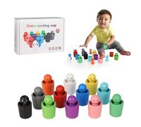 Lixstyea Colour Sorting Cups - Wooden Toys for Color Cognition, colours classification toddler games, colours Matching Sensory Play, educational toys for 2-3 year olds