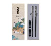 LIXTONGR Dragon & Phoenix Reusable Stainless Steel Chopsticks Set, 2 Pairs