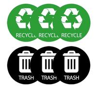 lixulluo 6 PCS Recycling Stickers for Bins 5" By 5" Waterproof Recycling Bin Stickers Self Adhesive Bin Labels Trash and Recycle Labels for Efficient Waste Management Signs