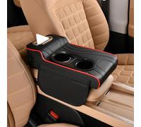 LiYaBaiHuo Car Armrest Pad for Ford Ranger Raptor 2013-2026, Memory Foam Elbow Rest Protector Storage Bag Interior Accessories,A-Black Red