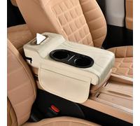 LiYaBaiHuo Car Armrest Pad for Renault Scenic III (5Seats) 2011-2026, Memory Foam Elbow Rest Protector Storage Bag Interior Accessories,D-White