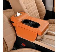 LiYaBaiHuo Car Armrest Pad for Volvo XC90 II 5-seat 2015-2026, Memory Foam Elbow Rest Protector Storage Bag Interior Accessories,F-Orange