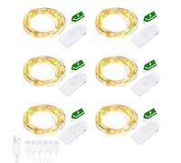 Liyade Mini Rechargeable Fairy Lights, 2 m 20 LED Warm White LED Fairy Lights with Rechargeable USB Cable, Waterproof Fairy Lights Indoor for Christmas, Wedding, Party, Room Decoration (Pack of 6)