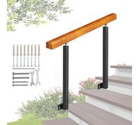 Liyadolaam Stair Railing Fits 1-3 Steps Side Mount Transitional Handrail Adjustable Front Porch Hand Rail Wrought Iron Post Grab Rail for Concrete Steps or Wooden Stairs(Height 85cm,80cm/32inch)