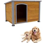 LIYAHUIA Dog House Outdoor & Indoor Heated Wooden Dog Kennel for Winter with Raised Feet Weatherproof for Large Dog House (Natural)