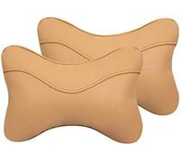 LIYANDAFA 2 PCS Car Neck Pillow for Chevrolet Corvette 1998-2004, Leather Headrest Cushion Ergonomic Breathable Support Pain Relief Bolster,Beige