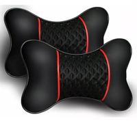 LIYANDAFA 2 Pcs Car Neck Pillow for Mazda CX-60 I 2022-2025, PU Leather Mesh Headrest Cushion Head Support Travel Neck Rest Breathable Accessories,Black Red