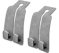 LIYANDAFA 2 Pcs Car Seat Back Hooks Suede Leather for VW T5 T6 2003-2025, Seat Back Hanger Storage Organiser Holder Purse Bag Interior Accessories,Grey