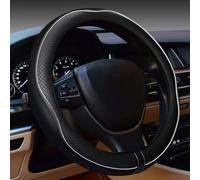 LIYANDAFA Car Steering Wheel Cover Fit for Chevrolet Tracker 1989-2025, Microfiber Leather Anti-Slip Breathable Embossed Protector Black Carbon Fiber Style,Black White