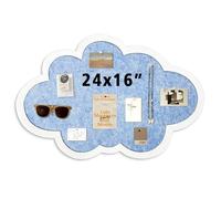 LIYAOLI Cute Cloud-baby Blue Felt and Cork Board Bulletin Board, 24 x 24 Inch Rectangular Wall Mount Pin Board with Textured Finish