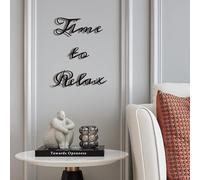 LIYAOLI Time to Relax Signs for Wall Decor,3D Black Metal Bathroom Wall Art Decor Farmhouse,Modern Metal Words Relaxing Decorative,Letter Sign Spa Home Decor