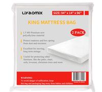Liyaomix 2 Pack King/Cal King Mattress Bags for Moving and Storage, 1.5 Mil 94" x 96" Clear Plastic Mattress Disposal Bags Covers